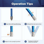 Dry Diamond Core Drill Bit Set,BRSCHNITT1/4 * 5 Diamond Hole Saw& 1/4"*5 Carbide Drill bits with Triangle Shank for Porcelain Tile Ceramic Stone Granite Marble(10pcs)