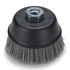BHA 4" Abrasive Filament Nylon Bristle Cup Brush, 5/8-11 Threat Arbor - Gray (80 Grit)