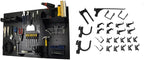 Wall Control Metal Pegboard Organizer 4ft Standard Storage Kit with Tool Board & B Slotted Storage Panel Deluxe Black Hooks