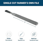 Benchmark Abrasives 8" Single Cut Farmer’s Own File, American Pattern Second Cut Rectangular Hand File Without Handle for Filing Agriculture or Garden tools, Axe (8")