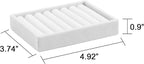 Frebeauty Stackable Jewelry Trays,Small Jewelry Organizer for Drawer,7 Slots Velvet Ring Organizer for Women,4.92 x 3.74 x 0.9 Inches(Set 2,White)