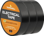 Black Electrical Tape - Professional Grade - 3/4 inch x 66ft - PVC Vinyl Electrical Insulating Tape for All Weather - U/L Approved - Waterproof - Pack of 3