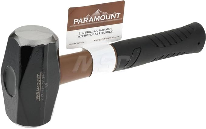 Paramount Hand Drilling Hammer: 3 lb Head, Jacketed Fiberglass Handle