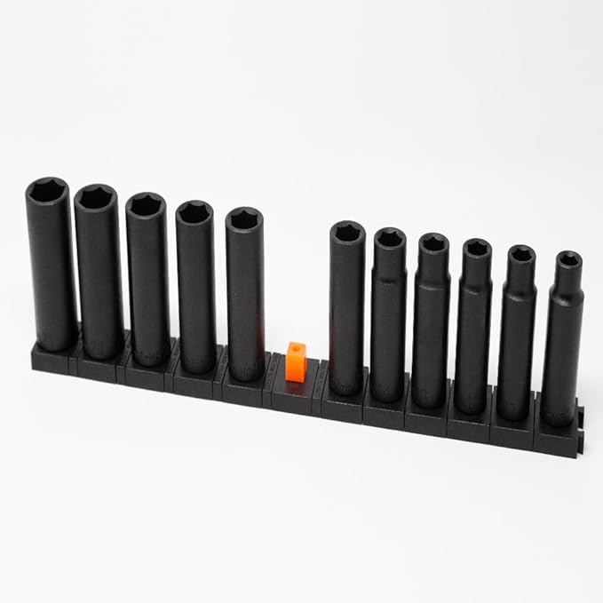 ToolBox Widget Socket Organizer ⅜ Inch Pro Series – Modular Magnetic Socket Holder with Missing Tool Indicator – Size Stems NOT Included - 2 Pack, 24 Organizers