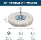 Benchmark Abrasives 4" Cotton Cushion Sewn Buffing Polishing Wheel for Bench Grinder with 1/4" Mandrel, for Polishing Finishing Smoothing on Aluminum, Stainless Steel (Cotton Cushion)