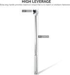 Neiko 03034A 3/8” Drive Extra Long Ratchet | 18” Length | 72 Tooth Gear | Cr-Mo Head | CR-V Steel