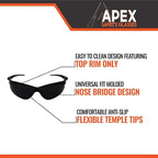 Malta Dynamics APEX Safety Glasses – Construction Safety Glasses for Men and Women with Anti Scratch and Anti Fog Protection, ISEA & ANSI Z87 Compliant (Tinted, 180 Pairs)