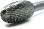 Benchmark Abrasives 6” Oval/Egg Shape Double Cut Tungsten Carbide Die Grinder Bits Metal Deburring Tool Rotary Burr, 1/4 Inch Shaft, Engraving Tool for Woodworking Shaping Carving (SE-5)