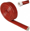 Insulation Heat Shielded Fire Thermo Armor Fire Sleeve Silicone Coated Fiberglass Heat Protection for Automotive Hose Lines & Electrical Wiring-（Red 1" ID x3.3FT）