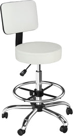 OmySalon Drafting Chair,Ergonomic Office Desk Chair with Back Support,Tall Adjustable Rolling Stool with Footrest & Thick Seat Cushion,Computer Chair for Salon Medical Spa Home Bar Kitchen, White