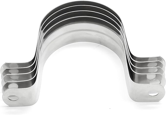 10Pcs 2-3/8 Inch Stainless Steel Conduit Clamps, Two Hole Strap U Bracket Rigid Pipe Strap Metal U Clamp Conduit Strap Tension Clips U-tube Clamp Heavy Duty