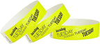 500 WristCo Tuesday Neon Yellow Tyvek Wristbands for Events - ¾” x 10” - Waterproof Recyclable Comfortable Tear Resistant Paper Bracelets Wrist Bands for Concerts Festivals Admission Party
