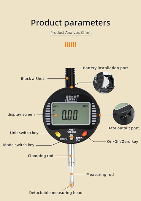 The Marble Base Bracket is Used in Conjunction with a Digital Indicator dial, and The Marble Measurement Platform has a Size of 200mm * 150mm*50mm(8in * 6in * 2in) Marble Base﻿(ACE-ST)