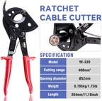 HKS Ratchet Cable Wire Cutter Heavy Duty for Cutting Electrical Aluminum Copper and Multi-core Cables up to 400mm²