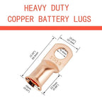 16Pcs 3/0 AWG 3/8" Stud Heavy Duty Copper Wire Lugs with 16Pcs Heat Shrink Tubing 3/0 Gauge Ring Terminals Battery Cable Ends Bare Copper Eyelets Tubular Ring Terminal for Car Boat Marine