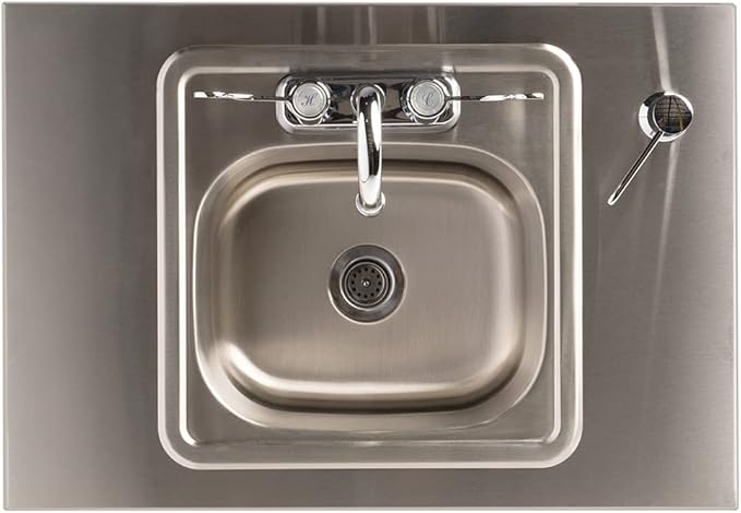 Ozark River Portable Sinks Elite PRO1, Free Standing Portable Concession Sink, Commercial Restaurant Portable Sink with Hot Water, Stainless Food Service Sink, White Doors-White Edges-Splashguard