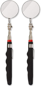 Juvale Inspection Mirror Tools - 2-Pack, 2 in Round Heads & 24.5 in Telescoping Handles - Machinist Tools & Mechanics Mirror for HVAC, Auto & Weld Inspection