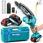 SEESII Mini Chainsaw 6 inch,Cordless Chainsaw w/ 2x2000mAh Batteries,Oiler System & Replacement Chain,Handheld Electric Chain Saw w/Safety Lock,Battery Powered Chainsaw for Wood Tree Cutting, CH600+