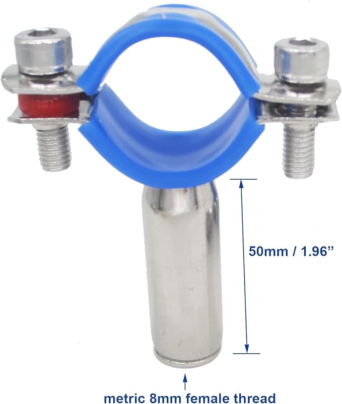 Stainless Steel Adjustable Pipe Clamp Bracket - Wall/Ceiling Mount Support for 1-Inch (32mm) Pipe, Heavy-Duty Rustproof Brackets with Screws, Female Type, Set of 2