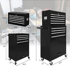 13 Drawer Rolling Tool Chest with Wheels, 2 in 1 Detachable Tool Chest with Drawers, Large Tool Box with Lock, Metal Tool Cabinet for Garage Workshop(Black)