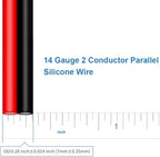 BNTECHGO 14 Gauge Flexible 2 Conductor Parallel Silicone Wire Spool Red Black High Resistant 200 deg C 600V for Single Color LED Strip Extension Cable Cord,Model,100ft Stranded Tinned Copper Wire