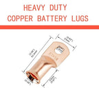 10Pcs 2/0 AWG 1/4" Stud Heavy Duty Copper Wire Lugs 2/0 Gauge Copper Ring Terminals Battery Cable Ends Bare Copper Eyelets Tubular Ring Terminal for Car Boat Marine