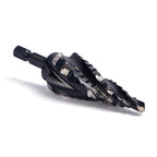 Four Spiral Flute M35 Cobalt Step Drill Bit Set 3/16" - 7/8"(12 Sizes),Impact Ready Four Flute Step Drill Bit,1/4" Hex Shank Step Bits for Metal, Stainless Steel, Aluminum, Wood, Plastic
