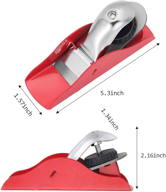 Mini Hand Planer 3-1/2 inch Red Adjustable, used for Wood Craft Processing, Carving and Trimming Projects, Carpenter DIY Model Making (Hand Planer Red)