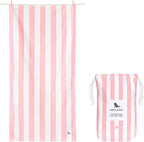Dock & Bay Beach Towel - Quick Dry, Sand Free - Compact, Lightweight - 100% Recycled - Includes Bag - Set of 4 - Pretty in Pink, Large (160x90cm, 63x35)