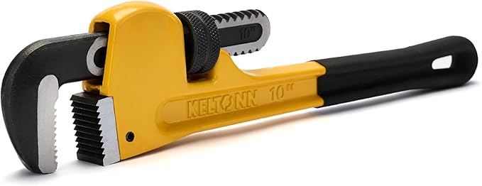 10 Inch Pipe Wrench, Heavy Duty Forged Steel Adjustable Wrench with Precision Worm Gear and Serrated Jaw, for Plumbing & Pipe Maintenance