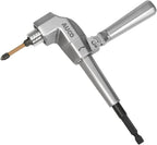 AUCO Durable Right Angle Drill Attachment, Adjustable Drill Adapter, Impact Fit, Max Torque 500 in-lbs (56.5 Nm), All Metal Body & Steel Gear, For Use with Cordless Drill and Impact Driver