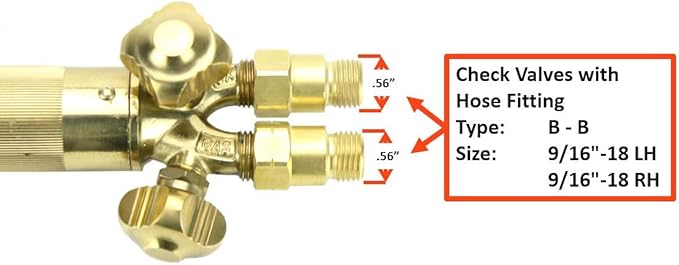 SÜA - Heavy Duty Oxy-Fuel Torch Compatible with Harris with Check Valves + Cutting Tip + Heating Tip (Propane)