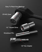 Kolvoii Deep Bolt Extractor Kit, 1/2" Drive Impact Bolt & Nut Remover Set, Lug Nut Removal Tool, 16 Pcs Stripped Extractor Socket Set for Removing Damaged, Rusted, Bolts, Nuts, Screws, 35#CR-MO