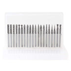 20pcs Solid Carbide Burr Set 0.118‘’（3mm）shank Tungsten Carbide Rotary Files Burrs with 3mm Cutting Head diameter Fits Most Rotary Drill Die Grinder for Woodworking,Engraving,Drilling,Carving
