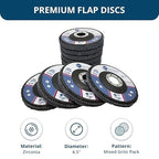 Benchmark Abrasives 4.5" x 7/8" Premium High Density Jumbo Zirconia Type 29 Flap Discs 4 1/2 for Angle Grinder, Sanding Discs, Finishing - Grinding Wheels 4 1/2 Inch - (100 Pack) Mixed Grit Pack