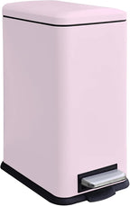 JM.YIPENG 17L Rubbish Bin, Pedal Bin with Lid and Foot Pedal with Inner Bucket, Rectangular Pedal Bin for Living Room, Office, Pink
