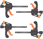 Edward Tools QUICK GRIP Clamps for Woodworking/Ratchet Clamps - 6” Mini Bar Clamp with Spreader Bar - One Handed Trigger Design - Homeowner/Contractor Grade - Non Marring Pads (4)