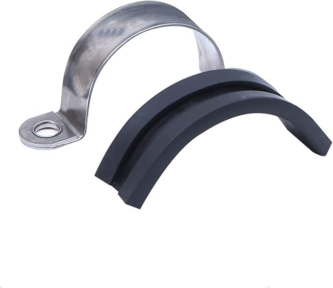 10pcs 12mm 2 Hole U-Tube Strap Clamp, 304 Stainless Steel with EPDM Rubber Lined Clip, Double-Layer Gaskets Rubber Cushioned Insulated Clamp for Tube, Pipe or Wire Cord Installation
