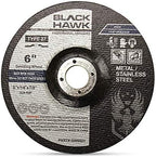 BHA Depressed Center Metal Grinding Wheels for Angle Grinders, 6” x 1/4” x 7/8” - 5 Pack