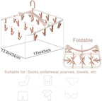 Clothes Drying Racks Foldable Clip Hangers Drip Hanger Plastic with 20 Drying Clips (Light Pink-Rectangle)