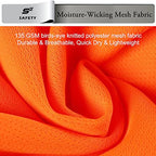 sesafety Safety Reflective Shirts, Class 2 High Visibility Shirts for Men Construction Work Mesh Short Sleeve Orange 4XL