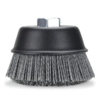 BHA 4" Abrasive Filament Nylon Bristle Cup Brush, 5/8-11 Threat Arbor - Gray (80 Grit)