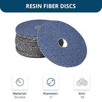 Benchmark Abrasives 5 Inch Sanding Discs Resin Fiber Zirconia Grinding Disc for Grinding, Stripping on Wood, Fiberglass, Steel, Metal, 7/8" Arbor Angle Grinder Sanding Disc, 25 Pack - 50 Grit