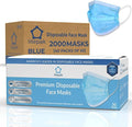 Litepak 2000pcs Disposable Face Masks Black 3-Ply Adult Mask Nose Wire Protection - Breathable Protective Face Covering