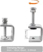 Stainless Steel C Clamps, Mini Tiger Clamp Set for Mounting, Heavy Duty Metal U Clamps, Small Desk G-Clamp with 0.79 Inch Stable Wide Jaw Opening for Metal Working Woodworking Welding Building (4pcs)