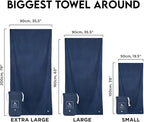 Dock & Bay Beach Towel - Quick Dry, Sand Free - Compact, Lightweight - 100% Recycled - Includes Bag - Essential - Deep Sea Navy, Extra Large (200x90cm, 78x35)