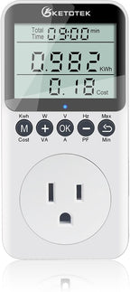 KETOTEK Watt Meter Power Meter Plug Electricity Usage Monitor for Home, Energy Monitor with LCD Display, Kilowatt Meter Socket Outlet, Voltage Amps Power Consumption Meter, Overload Protection