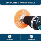 Benchmark Abrasives 4” Mounted Nylon Wire Wheel, Medium Grit, 1/4" Drill Shank, Perfect for Rust or Paint Removal Sanding Finishing on Aluminum, Brass, Copper - (Orange, 4")