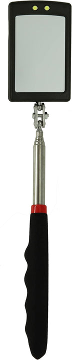 Telescoping Inspection Mirror Mechanics Mirror with 2 LED Lighted, Mirror on a Stick Handle Tool for Checking Observing Vehicle Small Parts,Present for Christmas, Birthday Everyday Carry (1 PCS)