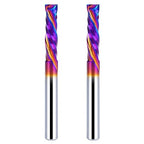 2PCS Up & Down Cut Spiral Router Bit 1/4 Inch Shank 1/4 Inch Cutting Diameter, Coating CNC Router Bits End Mill for Wood Cutting, Slot Mortise, Engraving